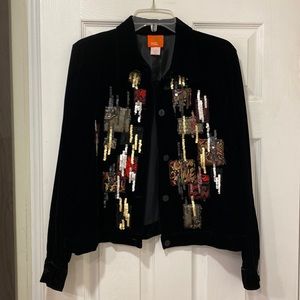 Black velvet sequin design jacket